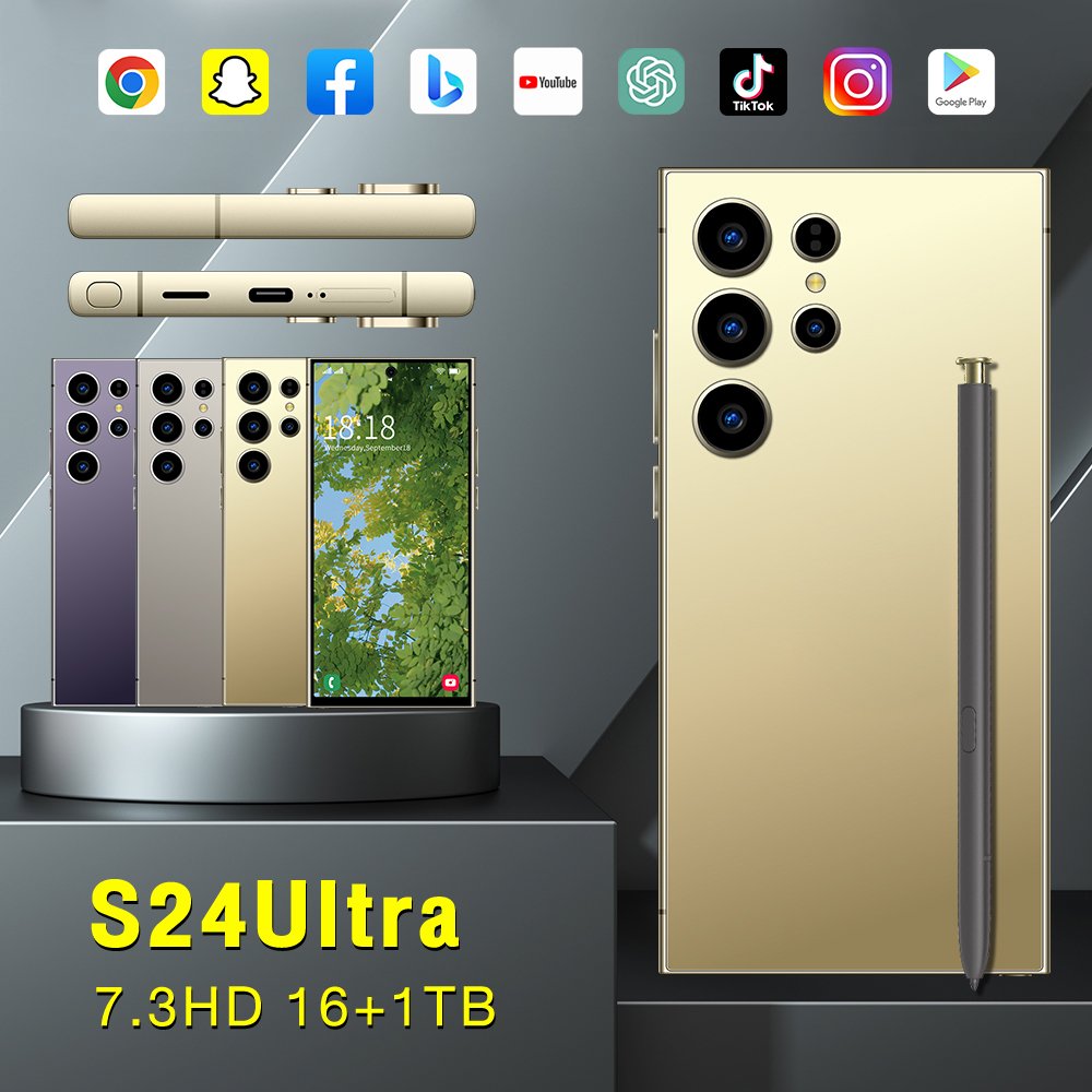 2024 Hot sale New Original S24 ULTRA Android 14.0 smartphone 16GB+1TB 7.3inch mobilephone 4G&5G Gaming Cellphones